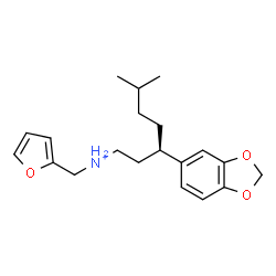 ChemSpider 2D Image | (3S)-3-(1,3-Benzodioxol-5-yl)-N-(2-furylmethyl)-6-methyl-1-heptanaminium | C20H28NO3