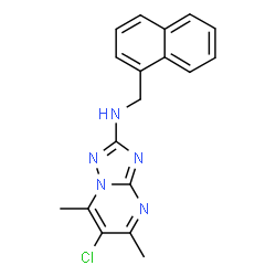 ChemSpider 2D Image | 6-Chloro-5,7-dimethyl-N-(1-naphthylmethyl)[1,2,4]triazolo[1,5-a]pyrimidin-2-amine | C18H16ClN5