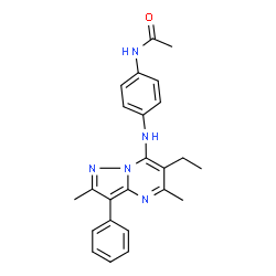 ChemSpider 2D Image | N-{4-[(6-Ethyl-2,5-dimethyl-3-phenylpyrazolo[1,5-a]pyrimidin-7-yl)amino]phenyl}acetamide | C24H25N5O
