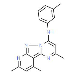 ChemSpider 2D Image | 2,8,10-Trimethyl-N-(3-methylphenyl)pyrido[2',3':3,4]pyrazolo[1,5-a]pyrimidin-4-amine | C19H19N5