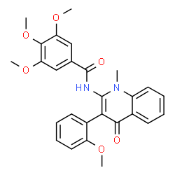 ChemSpider 2D Image | 3,4,5-Trimethoxy-N-[3-(2-methoxyphenyl)-1-methyl-4-oxo-1,4-dihydro-2-quinolinyl]benzamide | C27H26N2O6