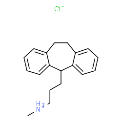 ChemSpider 2D Image | 3-(10,11-Dihydro-5H-dibenzo[a,d][7]annulen-5-yl)-N-methyl-1-propanaminium chloride | C19H24ClN