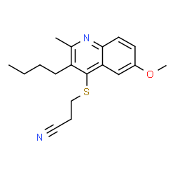 ChemSpider 2D Image | 3-(3-Butyl-6-Methoxy-2-Methyl-Quinolin-4-Yl)sulfanylpropanenitrile | C18H22N2OS