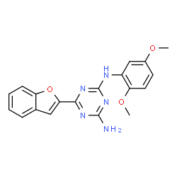 ChemSpider 2D Image | 6-(1-Benzofuran-2-yl)-N-(2,5-dimethoxyphenyl)-1,3,5-triazine-2,4-diamine | C19H17N5O3