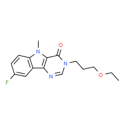 ChemSpider 2D Image | 3-(3-Ethoxypropyl)-8-fluoro-5-methyl-3,5-dihydro-4H-pyrimido[5,4-b]indol-4-one | C16H18FN3O2