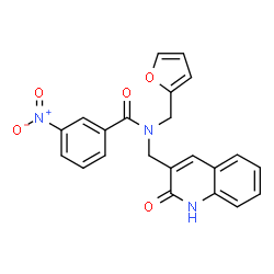 ChemSpider 2D Image | N-(2-Furylmethyl)-3-nitro-N-[(2-oxo-1,2-dihydro-3-quinolinyl)methyl]benzamide | C22H17N3O5