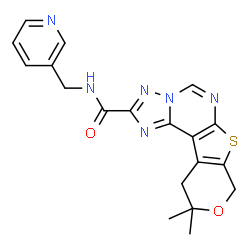 ChemSpider 2D Image | 10,10-Dimethyl-N-(3-pyridinylmethyl)-10,11-dihydro-8H-pyrano[4',3':4,5]thieno[3,2-e][1,2,4]triazolo[1,5-c]pyrimidine-2-carboxamide | C19H18N6O2S