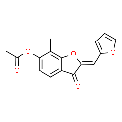 ChemSpider 2D Image | (2Z)-2-(2-Furylmethylene)-7-methyl-3-oxo-2,3-dihydro-1-benzofuran-6-yl acetate | C16H12O5