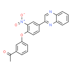 ChemSpider 2D Image | 1-{3-[2-Nitro-4-(2-quinoxalinyl)phenoxy]phenyl}ethanone | C22H15N3O4