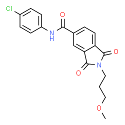 ChemSpider 2D Image | N-(4-Chlorophenyl)-2-(3-methoxypropyl)-1,3-dioxo-5-isoindolinecarboxamide | C19H17ClN2O4