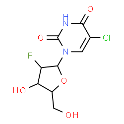 ChemSpider 2D Image | 5-Chloro-1-(2-deoxy-2-fluoropentofuranosyl)-2,4(1H,3H)-pyrimidinedione | C9H10ClFN2O5