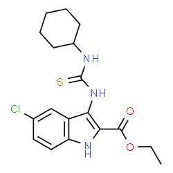 ChemSpider 2D Image | Ethyl 5-chloro-3-[(cyclohexylcarbamothioyl)amino]-1H-indole-2-carboxylate | C18H22ClN3O2S