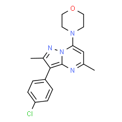 ChemSpider 2D Image | 3-(4-Chlorophenyl)-2,5-dimethyl-7-(4-morpholinyl)pyrazolo[1,5-a]pyrimidine | C18H19ClN4O