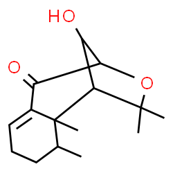 ChemSpider 2D Image | 12-Hydroxy-2,3,11,11-tetramethyl-10-oxatricyclo[7.2.1.0~2,7~]dodec-6-en-8-one | C15H22O3