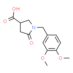 ChemSpider 2D Image | 1-(3,4-Dimethoxybenzyl)-5-oxo-3-pyrrolidinecarboxylic acid | C14H17NO5