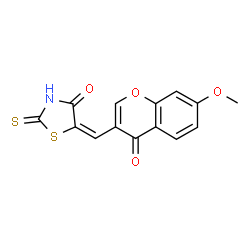 ChemSpider 2D Image | (5E)-5-[(7-Methoxy-4-oxo-4H-chromen-3-yl)methylene]-2-thioxo-1,3-thiazolidin-4-one | C14H9NO4S2