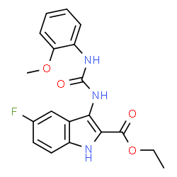 ChemSpider 2D Image | Ethyl 5-fluoro-3-{[(2-methoxyphenyl)carbamoyl]amino}-1H-indole-2-carboxylate | C19H18FN3O4