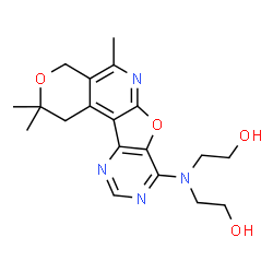 ChemSpider 2D Image | 2,2'-[(2,2,5-Trimethyl-1,4-dihydro-2H-pyrano[4'',3'':4',5']pyrido[3',2':4,5]furo[3,2-d]pyrimidin-8-yl)imino]diethanol | C19H24N4O4