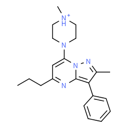 ChemSpider 2D Image | 1-Methyl-4-(2-methyl-3-phenyl-5-propylpyrazolo[1,5-a]pyrimidin-7-yl)piperazin-1-ium | C21H28N5
