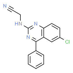 ChemSpider 2D Image | [(6-Chloro-4-phenyl-2-quinazolinyl)amino]acetonitrile | C16H11ClN4