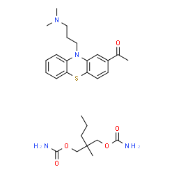 ChemSpider 2D Image | 2-[(Carbamoyloxy)methyl]-2-methylpentyl carbamate - 1-{10-[3-(dimethylamino)propyl]-10H-phenothiazin-2-yl}ethanone (1:1) | C28H40N4O5S