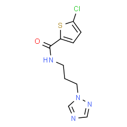 ChemSpider 2D Image | 5-Chloro-N-[3-(1H-1,2,4-triazol-1-yl)propyl]-2-thiophenecarboxamide | C10H11ClN4OS