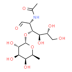 ChemSpider 2D Image | 2-Acetamido-2-deoxy-3-O-(6-deoxy-alpha-L-galactopyranosyl)-D-glucose | C14H25NO10