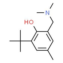 ChemSpider 2D Image | 2-[(Dimethylamino)methyl]-4-methyl-6-(2-methyl-2-propanyl)phenol | C14H23NO