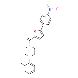 ChemSpider 2D Image | [4-(2-Methylphenyl)-1-piperazinyl][5-(4-nitrophenyl)-2-furyl]methanethione | C22H21N3O3S