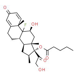 ChemSpider 2D Image | (9xi,11beta,16beta)-9-Fluoro-11,21-dihydroxy-16-methyl-3,20-dioxopregna-1,4-dien-17-yl valerate | C27H37FO6