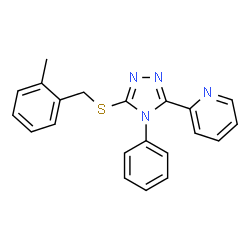 ChemSpider 2D Image | 2-{5-[(2-Methylbenzyl)sulfanyl]-4-phenyl-4H-1,2,4-triazol-3-yl}pyridine | C21H18N4S