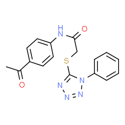ChemSpider 2D Image | N-(4-Acetylphenyl)-2-[(1-phenyl-1H-tetrazol-5-yl)sulfanyl]acetamide | C17H15N5O2S