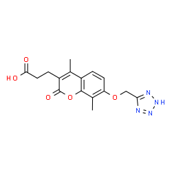 ChemSpider 2D Image | 3-[4,8-Dimethyl-2-oxo-7-(2H-tetrazol-5-ylmethoxy)-2H-chromen-3-yl]propanoic acid | C16H16N4O5