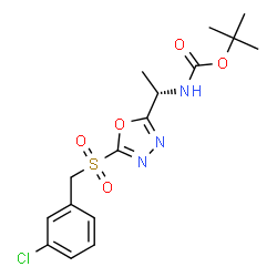 ChemSpider 2D Image | 2-Methyl-2-propanyl [(1S)-1-{5-[(3-chlorobenzyl)sulfonyl]-1,3,4-oxadiazol-2-yl}ethyl]carbamate | C16H20ClN3O5S