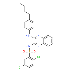 ChemSpider 2D Image | N-{3-[(4-Butylphenyl)amino]-2-quinoxalinyl}-2,5-dichlorobenzenesulfonamide | C24H22Cl2N4O2S