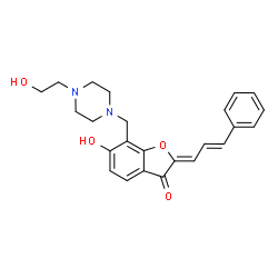 ChemSpider 2D Image | (2Z)-6-Hydroxy-7-{[4-(2-hydroxyethyl)-1-piperazinyl]methyl}-2-[(2E)-3-phenyl-2-propen-1-ylidene]-1-benzofuran-3(2H)-one | C24H26N2O4