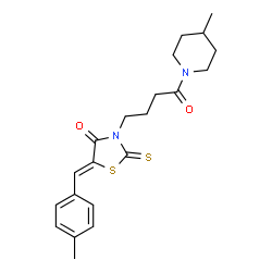 ChemSpider 2D Image | (5Z)-5-(4-Methylbenzylidene)-3-[4-(4-methyl-1-piperidinyl)-4-oxobutyl]-2-thioxo-1,3-thiazolidin-4-one | C21H26N2O2S2