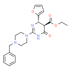 ChemSpider 2D Image | Ethyl (4S,5R)-2-(4-benzyl-1-piperazinyl)-4-(2-furyl)-6-oxo-1,4,5,6-tetrahydro-5-pyrimidinecarboxylate | C22H26N4O4