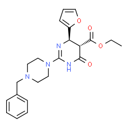 ChemSpider 2D Image | Ethyl (4R,5S)-2-(4-benzyl-1-piperazinyl)-4-(2-furyl)-6-oxo-1,4,5,6-tetrahydro-5-pyrimidinecarboxylate | C22H26N4O4