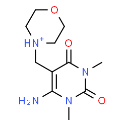 ChemSpider 2D Image | 4-[(6-Amino-1,3-dimethyl-2,4-dioxo-1,2,3,4-tetrahydro-5-pyrimidinyl)methyl]morpholin-4-ium | C11H19N4O3