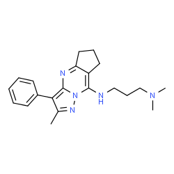 ChemSpider 2D Image | N,N-Dimethyl-N'-(2-methyl-3-phenyl-6,7-dihydro-5H-cyclopenta[d]pyrazolo[1,5-a]pyrimidin-8-yl)-1,3-propanediamine | C21H27N5