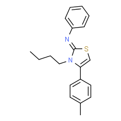 ChemSpider 2D Image | (2Z)-3-Butyl-4-(4-methylphenyl)-N-phenyl-1,3-thiazol-2(3H)-imine | C20H22N2S
