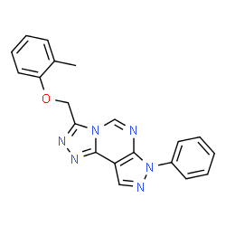 ChemSpider 2D Image | 3-[(2-Methylphenoxy)methyl]-7-phenyl-7H-pyrazolo[4,3-e][1,2,4]triazolo[4,3-c]pyrimidine | C20H16N6O