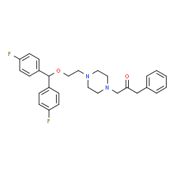 ChemSpider 2D Image | 1-(4-{2-[Bis(4-fluorophenyl)methoxy]ethyl}-1-piperazinyl)-3-phenylacetone | C28H30F2N2O2