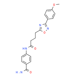 ChemSpider 2D Image | 4-({4-[3-(4-Methoxyphenyl)-1,2,4-oxadiazol-5-yl]butanoyl}amino)benzamide | C20H20N4O4