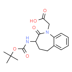 ChemSpider 2D Image | {3-[(tert-Butoxycarbonyl)amino]-2-oxo-2,3,4,5-tetrahydro-1H-1-benzazepin-1-yl}acetic acid | C17H22N2O5