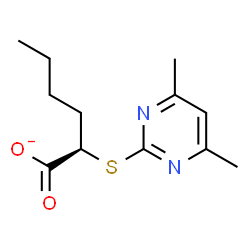 ChemSpider 2D Image | (2R)-2-[(4,6-Dimethyl-2-pyrimidinyl)sulfanyl]hexanoate | C12H17N2O2S
