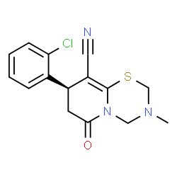 ChemSpider 2D Image | (8R)-8-(2-Chlorophenyl)-3-methyl-6-oxo-3,4,7,8-tetrahydro-2H,6H-pyrido[2,1-b][1,3,5]thiadiazine-9-carbonitrile | C15H14ClN3OS
