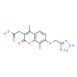 ChemSpider 2D Image | Methyl [4,8-dimethyl-2-oxo-7-(2H-tetrazol-5-ylmethoxy)-2H-chromen-3-yl]acetate | C16H16N4O5