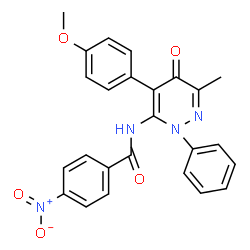 ChemSpider 2D Image | N-[4-(4-Methoxyphenyl)-6-methyl-5-oxo-2-phenyl-2,5-dihydro-3-pyridazinyl]-4-nitrobenzamide | C25H20N4O5